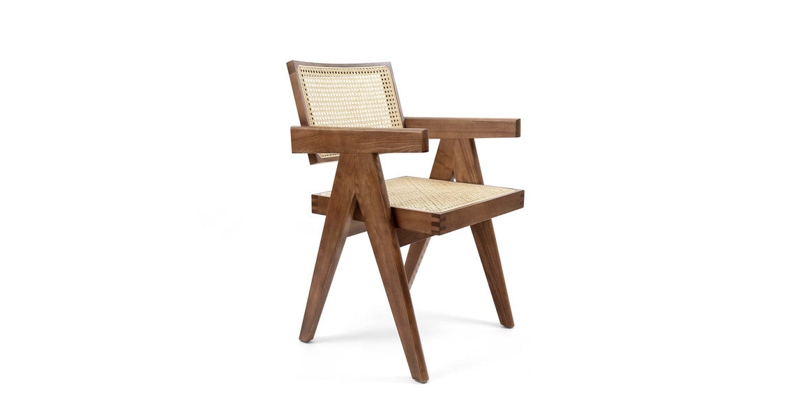 Jeanneret Rattan Teak Armchair