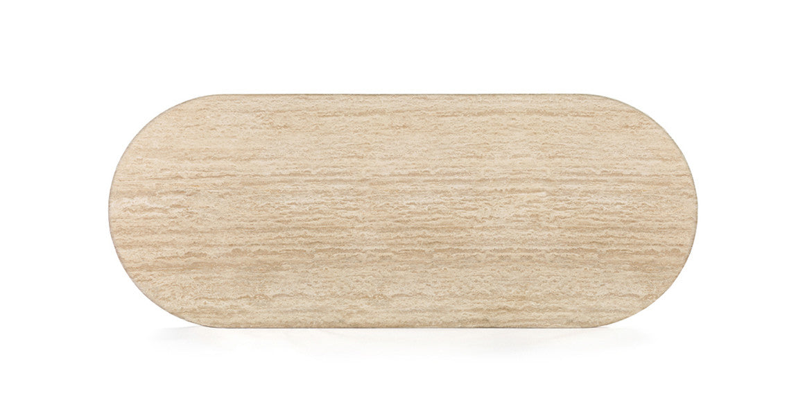 Colonna Fluted Oval Travertine Dining Table
