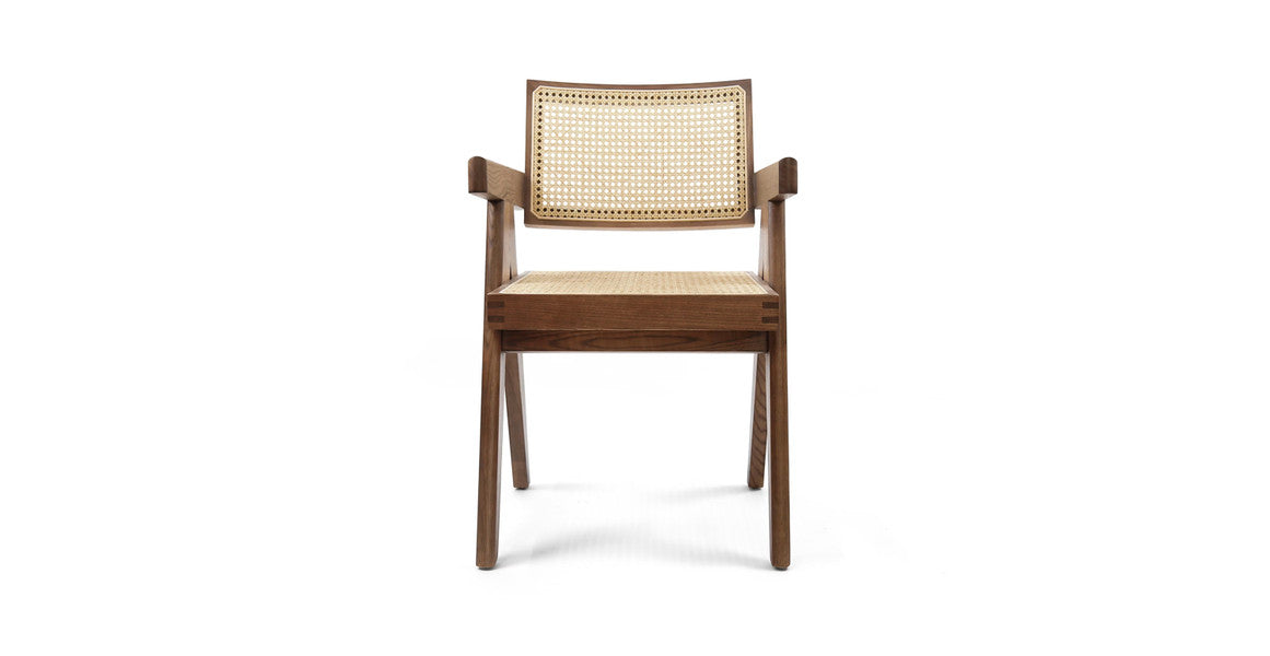 Jeanneret Rattan Teak Armchair