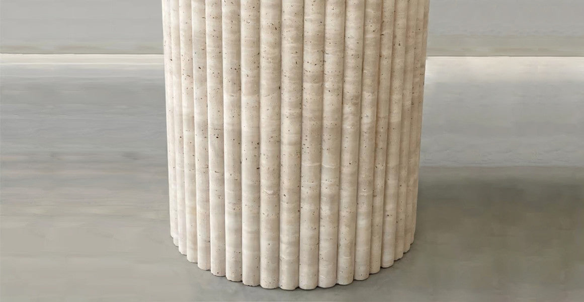 Colonna Fluted  Round Travertine Dining Table