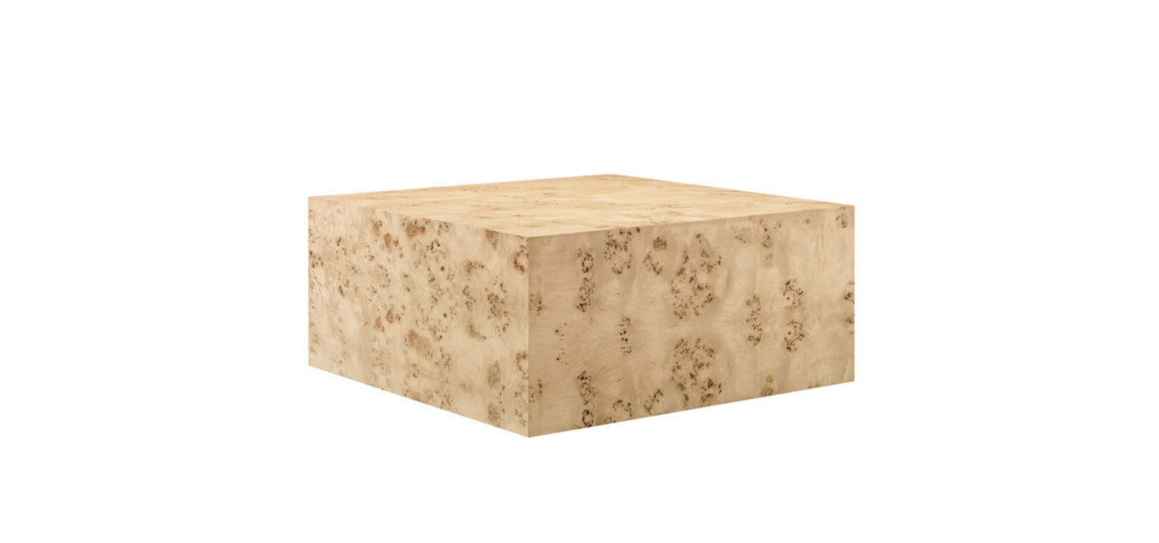 Cosmos 36' Square Burl Wood Coffee Table