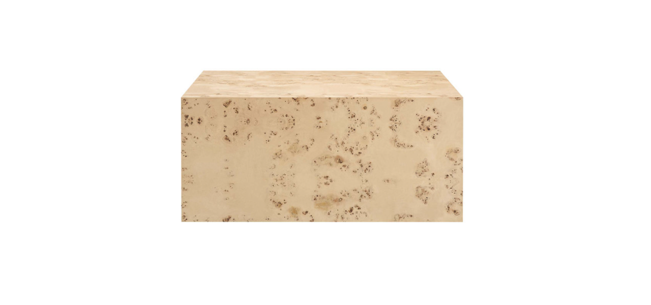 Cosmos 36' Square Burl Wood Coffee Table