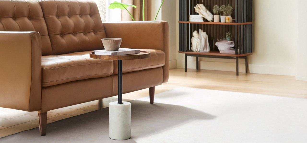 Amina Round Acacia Wood Side Table