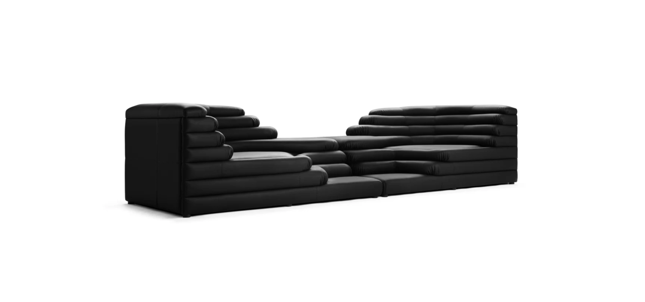 Terrazza Combination Sofa, Black Vegan Leather
